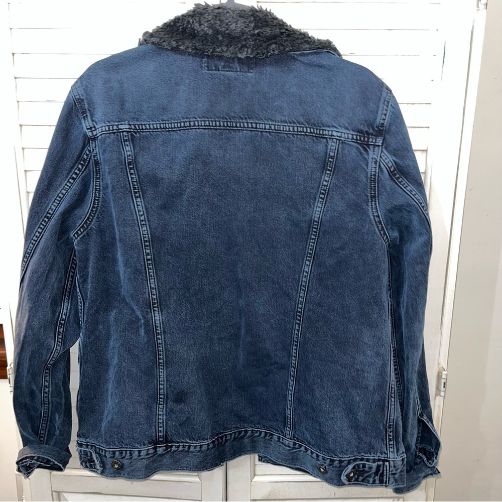 Lucky Brand Fur Collar Jean Jacket Large - Picture 3 of 6